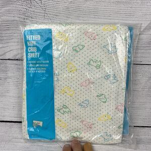 Vintage NOS Fitted Crib Sheet By Stork Craft Elastic One End 28x52 Cotton Sheep